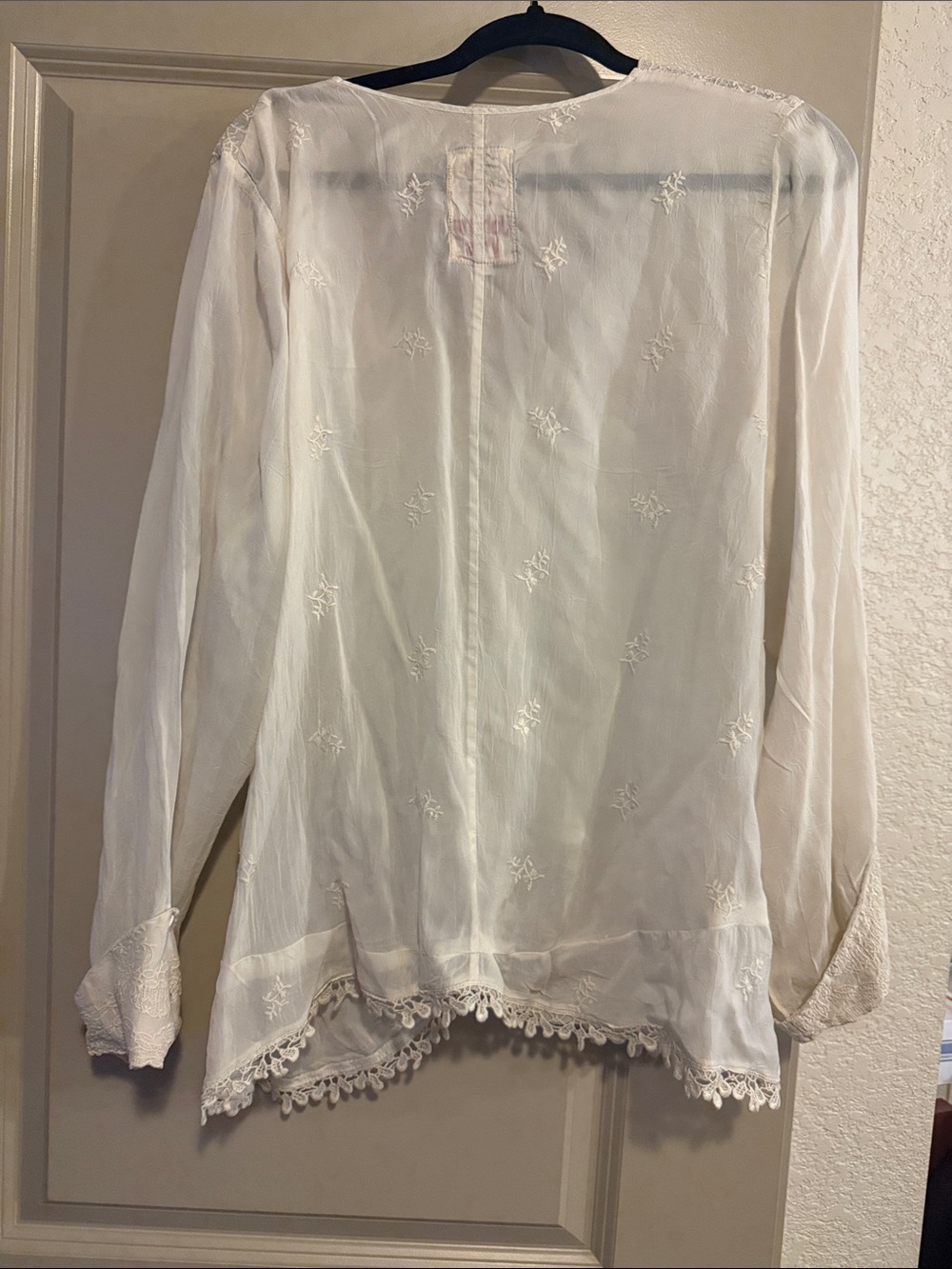 Johnny Was Cream Embroidered V-Neck Peasant Blouse - Picture 8 of 8